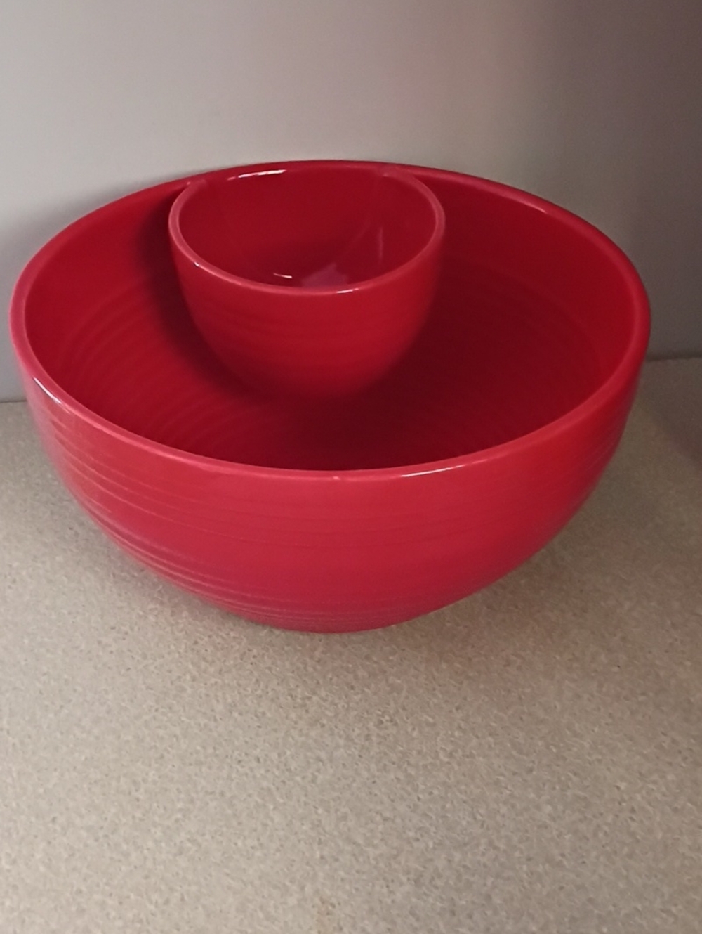 Home Essentials White Plate with Red Accent